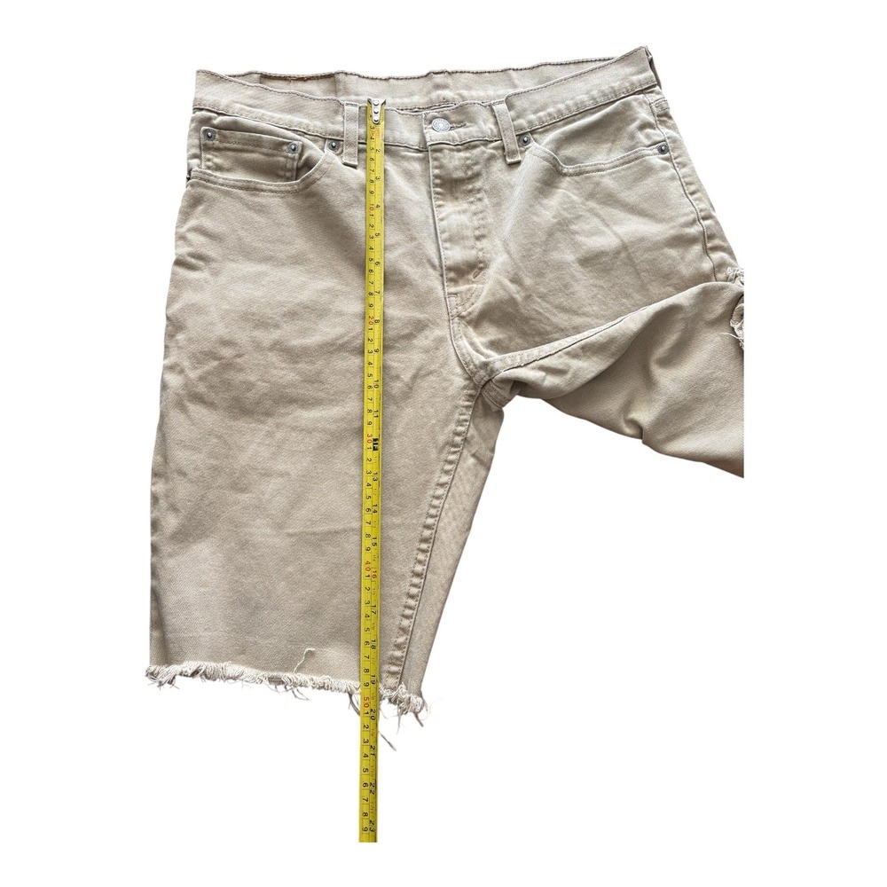 Levis 511 Slim Fit Denim Shorts Mens 33 Tan Khaki Cutoff Raw Hem 0376 - Picture 4 of 7